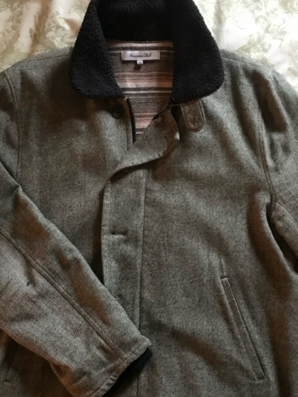 Vtg Riviera Club CWST Wool Blend Navy-Style Light Deck Jacket - Tweed Olive Gray